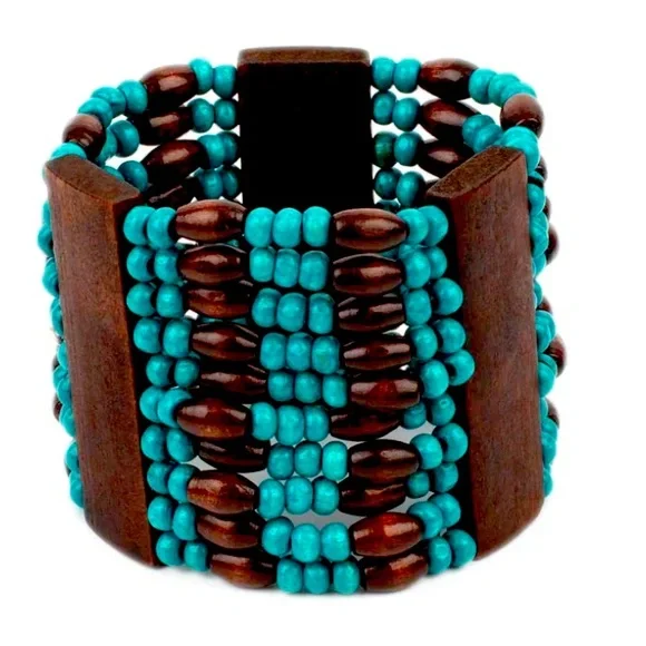 🏝️🪵🏝️ “TROPICAL TAKEOVER” BLUE WOOD BEACHY BRACELET - PAPARAZZI❗️ - Picture 1 of 3
